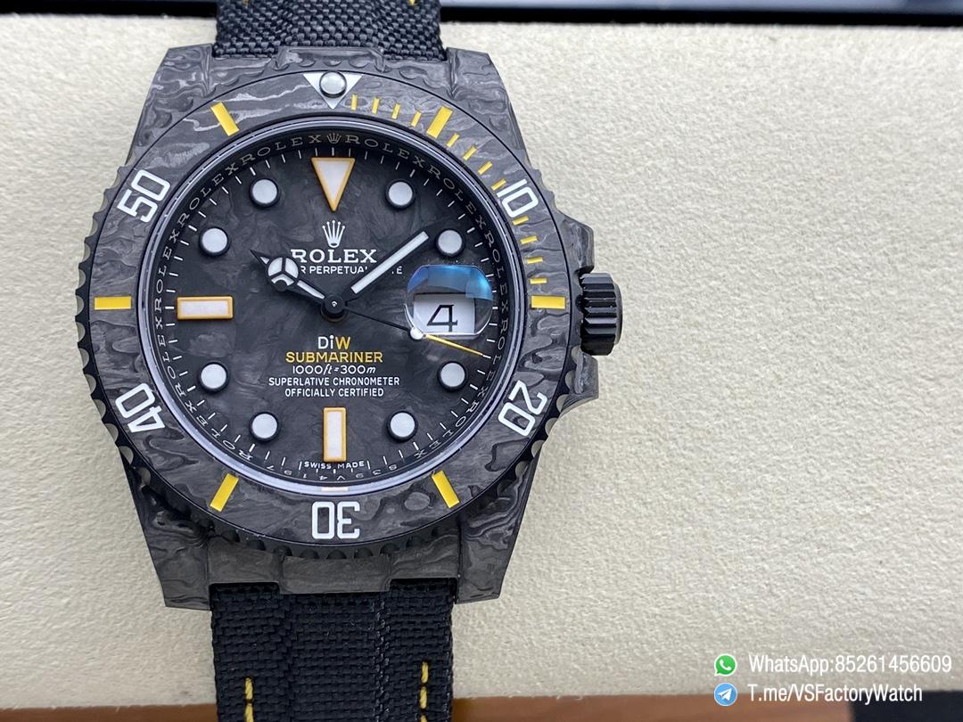 VSF Submariner DIW Black Carbon Case Black Carbon Dial Black Carbon Bezel with Yellow Indexes Black Nylon Strap DD3135 Movement 01 VSF Submariner DIW Black Carbon Case Black Carbon Dial Black Carbon Bezel with Yellow Indexes Black Nylon Strap DD3135 Movement 01