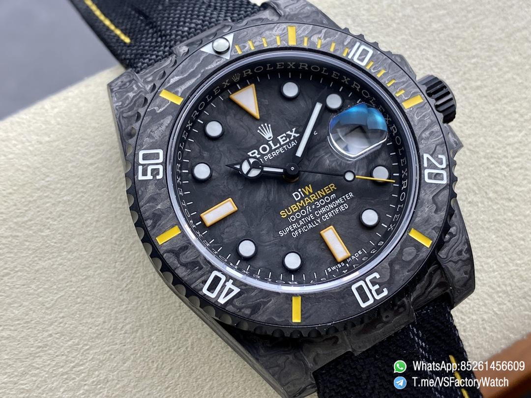 VSF Submariner DIW Black Carbon Case Black Carbon Dial Black Carbon Bezel with Yellow Indexes Black Nylon Strap DD3135 Movement 02 VSF Submariner DIW Black Carbon Case Black Carbon Dial Black Carbon Bezel with Yellow Indexes Black Nylon Strap DD3135 Movement 02