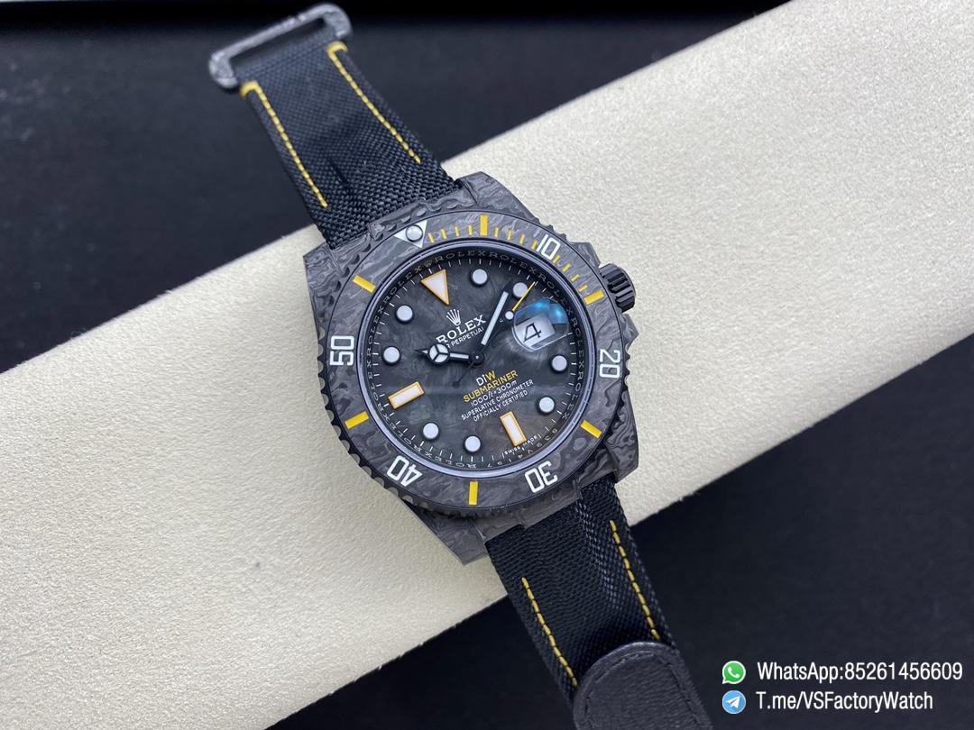 VSF Submariner DIW Black Carbon Case Black Carbon Dial Black Carbon Bezel with Yellow Indexes Black Nylon Strap DD3135 Movement 04 VSF Submariner DIW Black Carbon Case Black Carbon Dial Black Carbon Bezel with Yellow Indexes Black Nylon Strap DD3135 Movement 04
