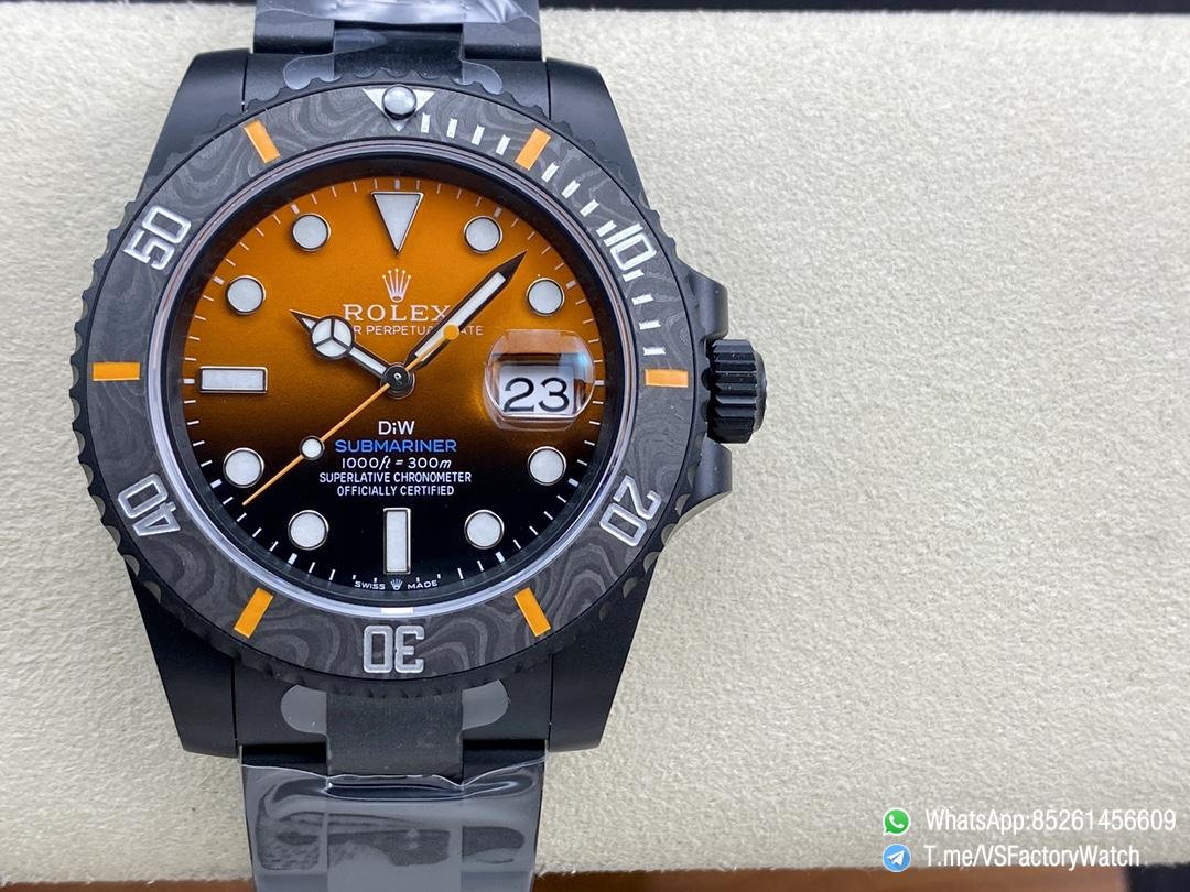 VSF DiW Submariner 40mm DLC Case and Bracelet Black and Orange Dial Black Carbon Fiber Bezel DanDong 3135 Movement 01 VSF DiW Submariner 40mm DLC Case and Bracelet Black and Orange Dial Black Carbon Fiber Bezel DanDong 3135 Movement 01