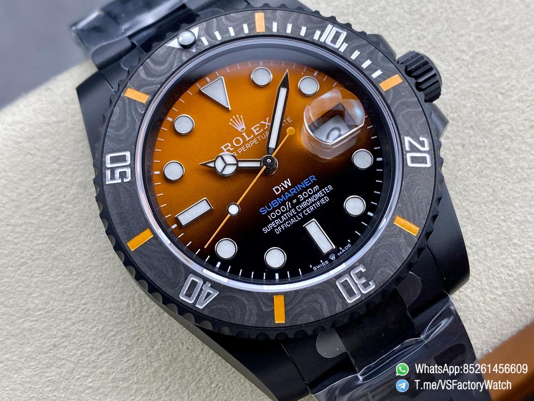 VSF DiW Submariner 40mm DLC Case and Bracelet Black and Orange Dial Black Carbon Fiber Bezel DanDong 3135 Movement 02 VSF DiW Submariner 40mm DLC Case and Bracelet Black and Orange Dial Black Carbon Fiber Bezel DanDong 3135 Movement 02