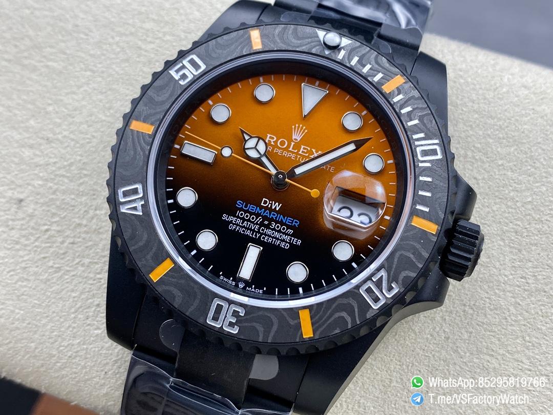 VSF DiW Submariner 40mm DLC Case and Bracelet Black and Orange Dial Black Carbon Fiber Bezel DanDong 3135 Movement 03 VSF DiW Submariner 40mm DLC Case and Bracelet Black and Orange Dial Black Carbon Fiber Bezel DanDong 3135 Movement 03