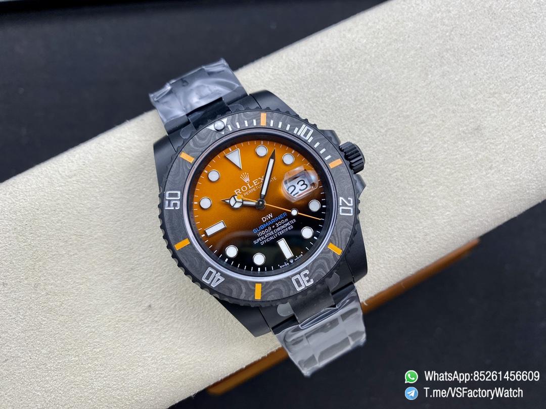 VSF DiW Submariner 40mm DLC Case and Bracelet Black and Orange Dial Black Carbon Fiber Bezel DanDong 3135 Movement 04 VSF DiW Submariner 40mm DLC Case and Bracelet Black and Orange Dial Black Carbon Fiber Bezel DanDong 3135 Movement 04