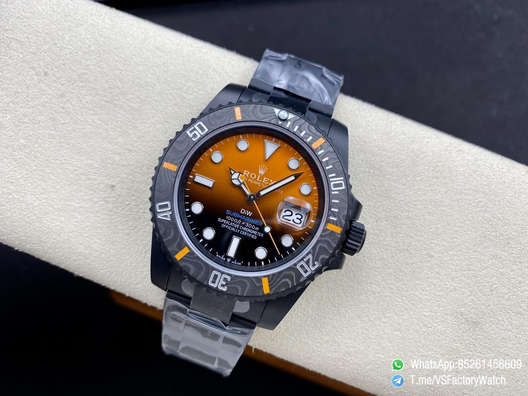 VSF DiW Submariner 40mm DLC Case and Bracelet Black and Orange Dial Black Carbon Fiber Bezel DanDong 3135 Movement 05 VSF DiW Submariner 40mm DLC Case and Bracelet Black and Orange Dial Black Carbon Fiber Bezel DanDong 3135 Movement 05