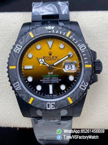 VSF DiW Submariner 40mm DLC Case and Bracelet Black and Yellow Dial Black Carbon Fiber Bezel DanDong 3135 Movement 00