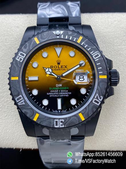 VSF DiW Submariner 40mm DLC Case and Bracelet Black and Yellow Dial Black Carbon Fiber Bezel DanDong 3135 Movement 00 VSF DiW Submariner 40mm DLC Case and Bracelet Black and Yellow Dial Black Carbon Fiber Bezel DanDong 3135 Movement 00