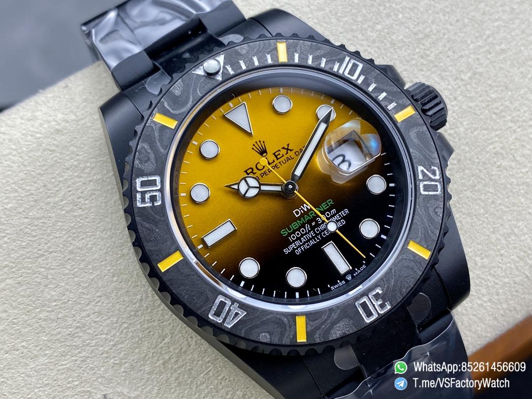 VSF DiW Submariner 40mm DLC Case and Bracelet Black and Yellow Dial Black Carbon Fiber Bezel DanDong 3135 Movement 02 VSF DiW Submariner 40mm DLC Case and Bracelet Black and Yellow Dial Black Carbon Fiber Bezel DanDong 3135 Movement 02