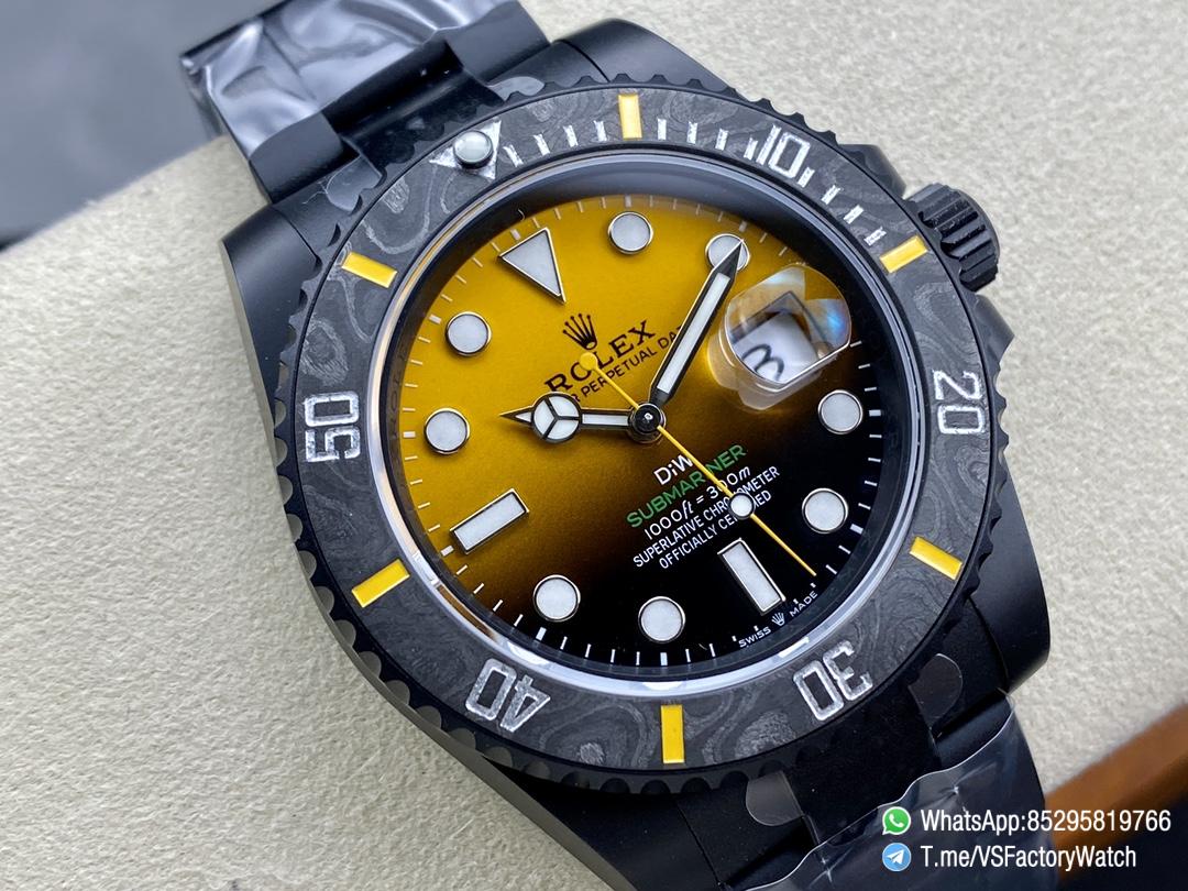 VSF DiW Submariner 40mm DLC Case and Bracelet Black and Yellow Dial Black Carbon Fiber Bezel DanDong 3135 Movement 02 VSF DiW Submariner 40mm DLC Case and Bracelet Black and Yellow Dial Black Carbon Fiber Bezel DanDong 3135 Movement 02