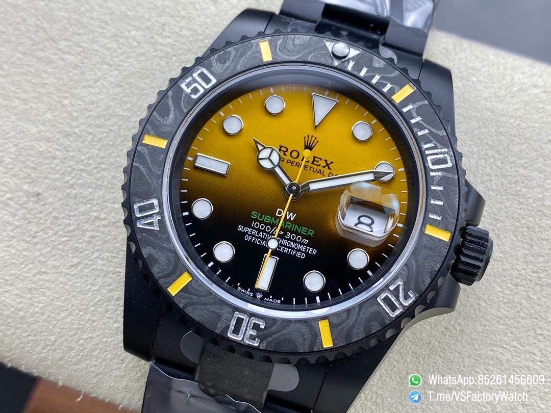 VSF DiW Submariner 40mm DLC Case and Bracelet Black and Yellow Dial Black Carbon Fiber Bezel DanDong 3135 Movement 03 VSF DiW Submariner 40mm DLC Case and Bracelet Black and Yellow Dial Black Carbon Fiber Bezel DanDong 3135 Movement 03