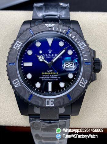 VSF DiW Submariner DLC 40mm Case and Bracelet Black and Blue Dial Black Carbon Fiber Bezel DanDong 3135 Movement 00