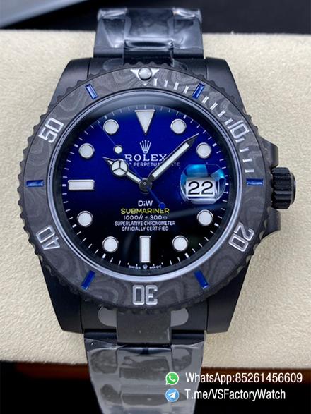 VSF DiW Submariner DLC 40mm Case and Bracelet Black and Blue Dial Black Carbon Fiber Bezel DanDong 3135 Movement 00 VSF DiW Submariner DLC 40mm Case and Bracelet Black and Blue Dial Black Carbon Fiber Bezel DanDong 3135 Movement 00