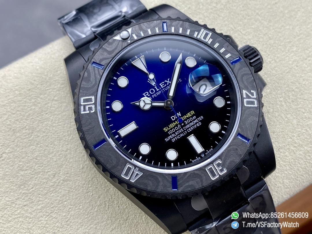 VSF DiW Submariner DLC 40mm Case and Bracelet Black and Blue Dial Black Carbon Fiber Bezel DanDong 3135 Movement 02 VSF DiW Submariner DLC 40mm Case and Bracelet Black and Blue Dial Black Carbon Fiber Bezel DanDong 3135 Movement 02