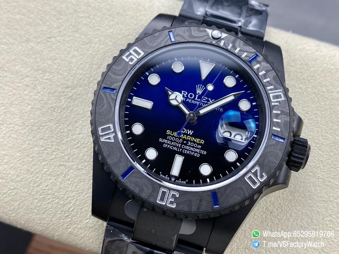VSF DiW Submariner DLC 40mm Case and Bracelet Black and Blue Dial Black Carbon Fiber Bezel DanDong 3135 Movement 03 VSF DiW Submariner DLC 40mm Case and Bracelet Black and Blue Dial Black Carbon Fiber Bezel DanDong 3135 Movement 03