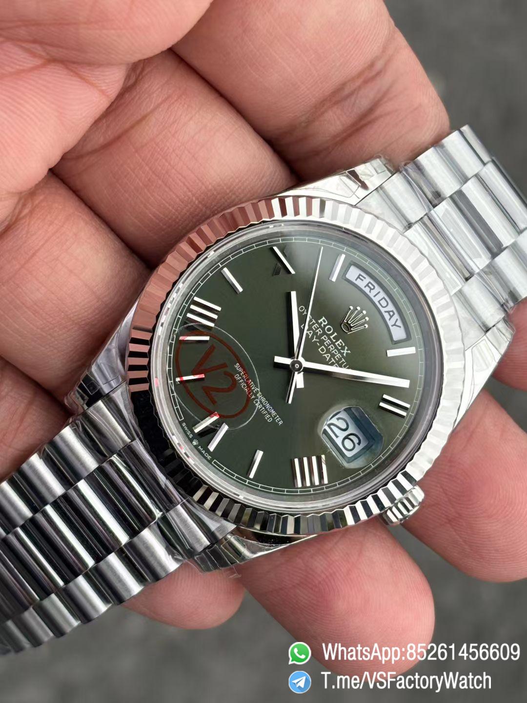 VSF Rolex DayDate 40mm 228239 Green Dial wtih Roma Markers 904L Steel Case and President Bracelet DanDong 3255 Movement V2 Weight 182g 08 VSF Rolex DayDate 40mm 228239 Green Dial wtih Roma Markers 904L Steel Case and President Bracelet DanDong 3255 Movement V2 Weight 182g 08