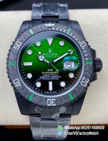 VSF Submariner DIW No Markers DLC Case and Bracelet Black and Green Dial Black Carbon Fiber Bezel DanDong 3135 Movement 00