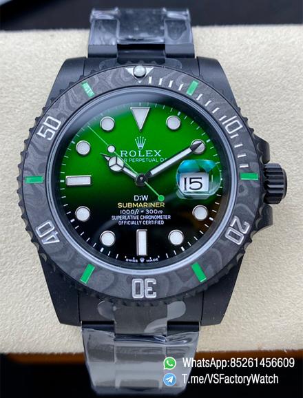VSF Submariner DIW No Markers DLC Case and Bracelet Black and Green Dial Black Carbon Fiber Bezel DanDong 3135 Movement 00 VSF Submariner DIW No Markers DLC Case and Bracelet Black and Green Dial Black Carbon Fiber Bezel DanDong 3135 Movement 00