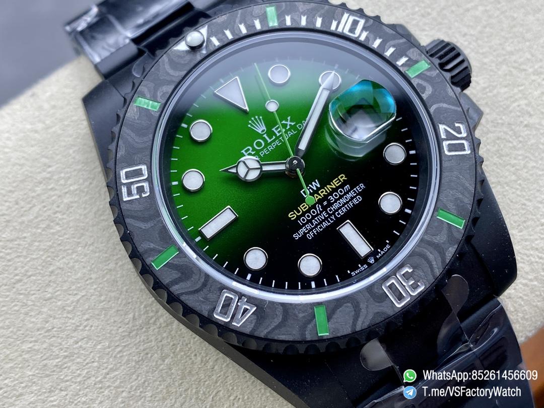VSF Submariner DIW No Markers DLC Case and Bracelet Black and Green Dial Black Carbon Fiber Bezel DanDong 3135 Movement 02 VSF Submariner DIW No Markers DLC Case and Bracelet Black and Green Dial Black Carbon Fiber Bezel DanDong 3135 Movement 02