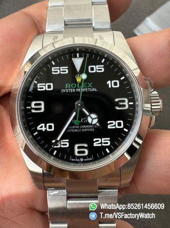 VSF Watches Air King 126900 904L Steel Case Bracelet Black Dial Green Second Hand DanDong 3230 Movement 72 Hours PR 00