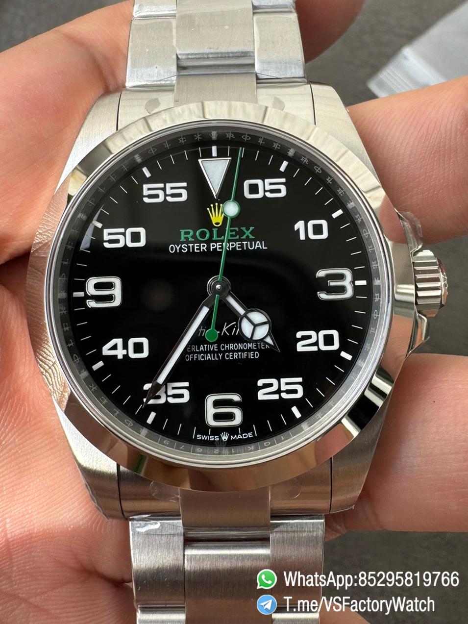VSF Watches Air King 126900 904L Steel Case Bracelet Black Dial Green Second Hand DanDong 3230 Movement 72 Hours PR 00 VSF Watches Air King 126900 904L Steel Case Bracelet Black Dial Green Second Hand DanDong 3230 Movement 72 Hours PR 00