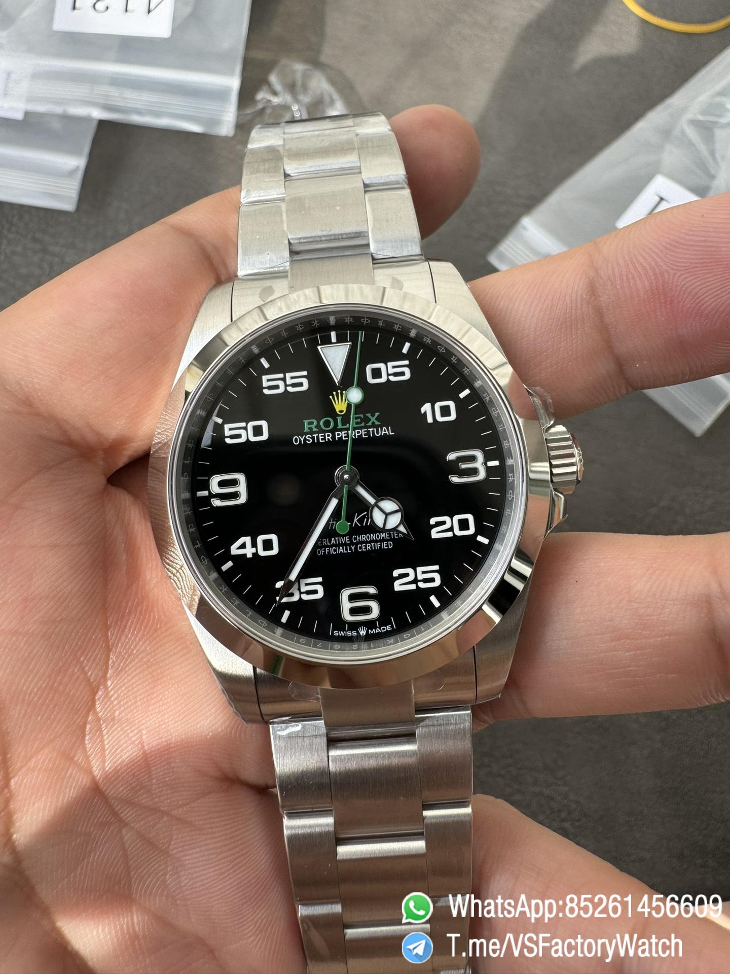 VSF Watches Air King 126900 904L Steel Case Bracelet Black Dial Green Second Hand DanDong 3230 Movement 72 Hours PR 01 VSF Watches Air King 126900 904L Steel Case Bracelet Black Dial Green Second Hand DanDong 3230 Movement 72 Hours PR 01