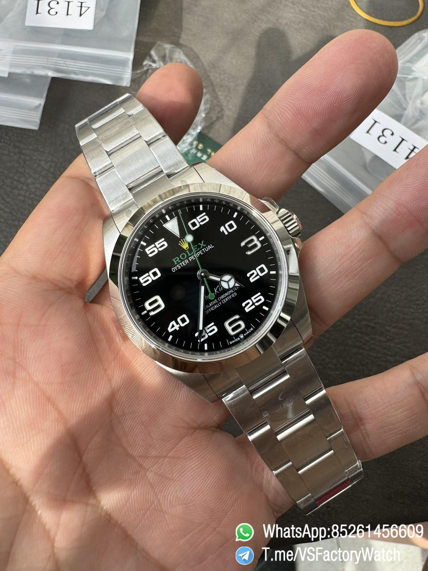 VSF Watches Air King 126900 904L Steel Case Bracelet Black Dial Green Second Hand DanDong 3230 Movement 72 Hours PR 02 VSF Watches Air King 126900 904L Steel Case Bracelet Black Dial Green Second Hand DanDong 3230 Movement 72 Hours PR 02