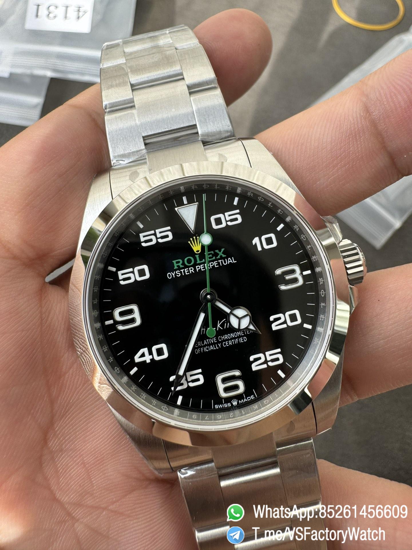 VSF Watches Air King 126900 904L Steel Case Bracelet Black Dial Green Second Hand DanDong 3230 Movement 72 Hours PR 03 VSF Watches Air King 126900 904L Steel Case Bracelet Black Dial Green Second Hand DanDong 3230 Movement 72 Hours PR 03