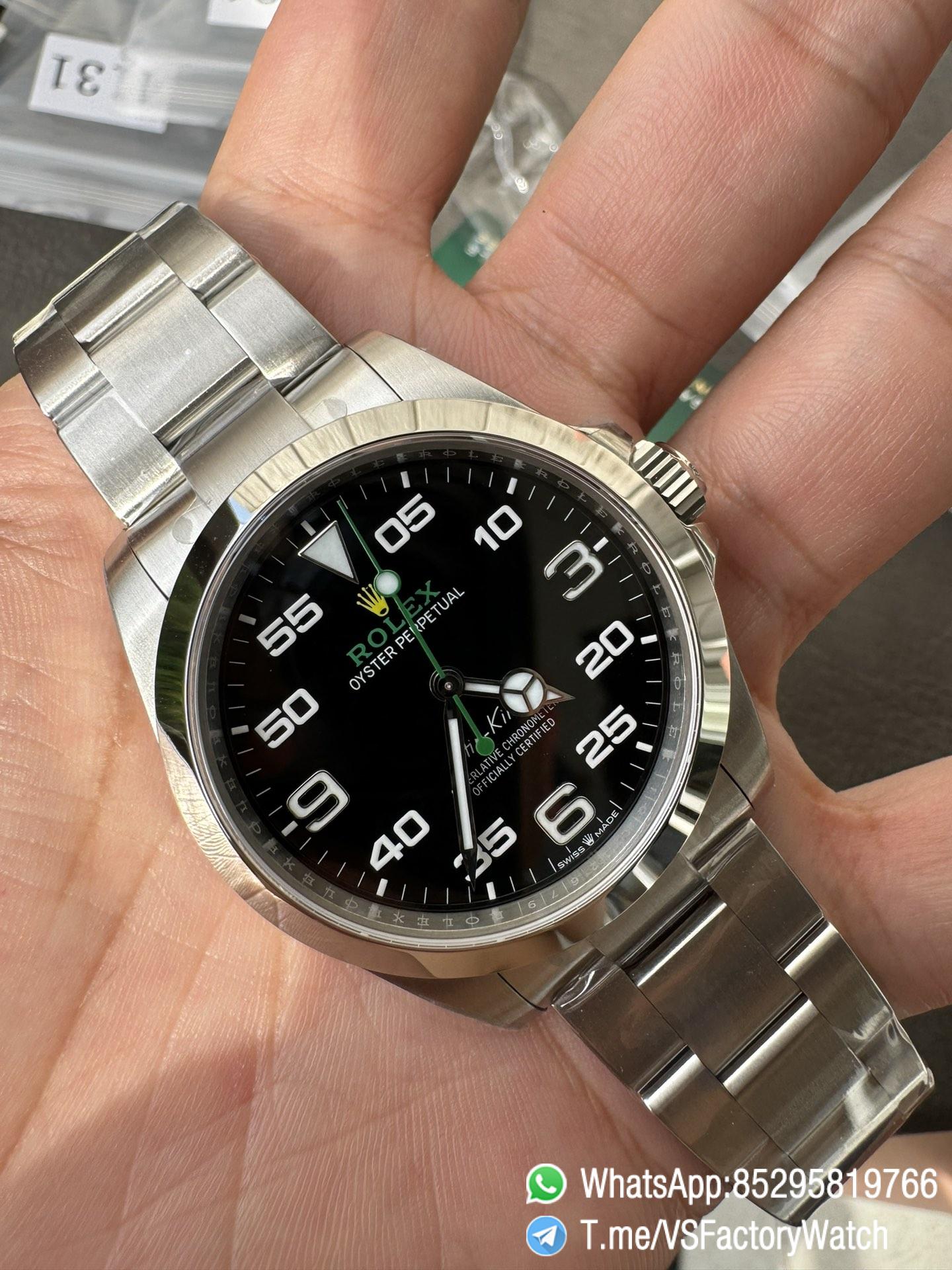 VSF Watches Air King 126900 904L Steel Case Bracelet Black Dial Green Second Hand DanDong 3230 Movement 72 Hours PR 04 VSF Watches Air King 126900 904L Steel Case Bracelet Black Dial Green Second Hand DanDong 3230 Movement 72 Hours PR 04