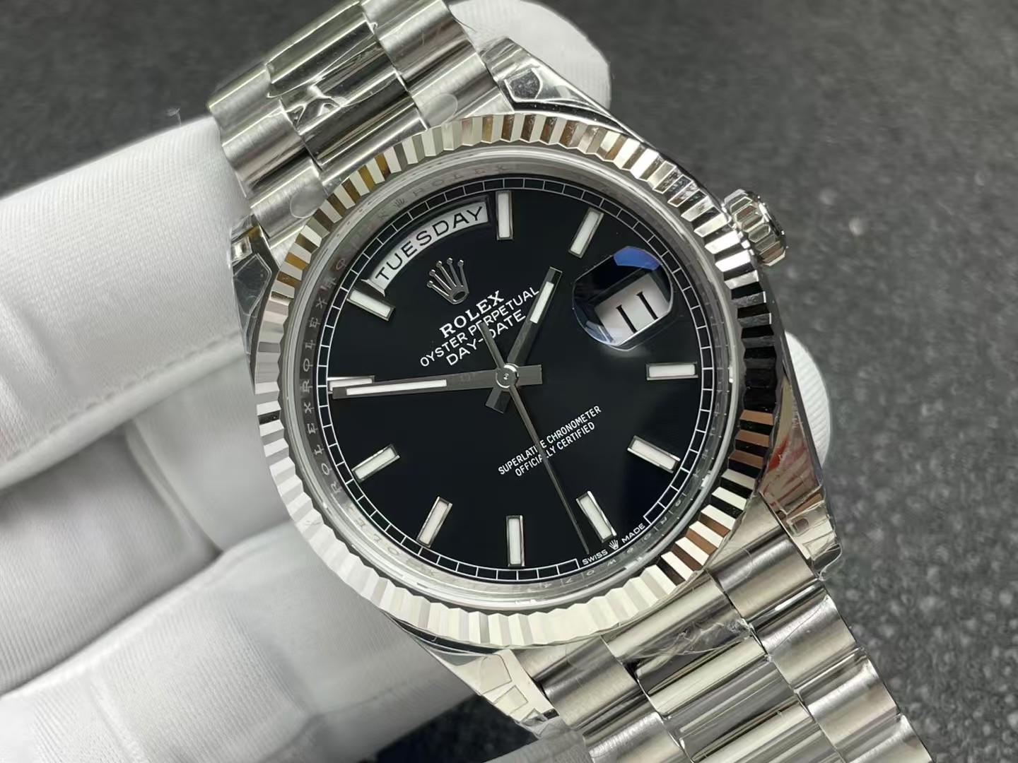 VSF Watches DayDate 40mm 228239 Black Dial 904L Stainless Steel Case and President Bracelet VS DanDong 3255 Movement V2 Weight 182g 03 VSF Watches DayDate 40mm 228239 Black Dial 904L Stainless Steel Case and President Bracelet VS DanDong 3255 Movement V2 Weight 182g 03