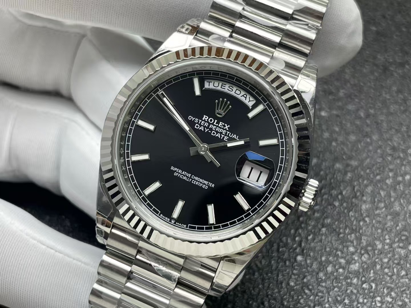 VSF Watches DayDate 40mm 228239 Black Dial 904L Stainless Steel Case and President Bracelet VS DanDong 3255 Movement V2 Weight 182g 04 VSF Watches DayDate 40mm 228239 Black Dial 904L Stainless Steel Case and President Bracelet VS DanDong 3255 Movement V2 Weight 182g 04
