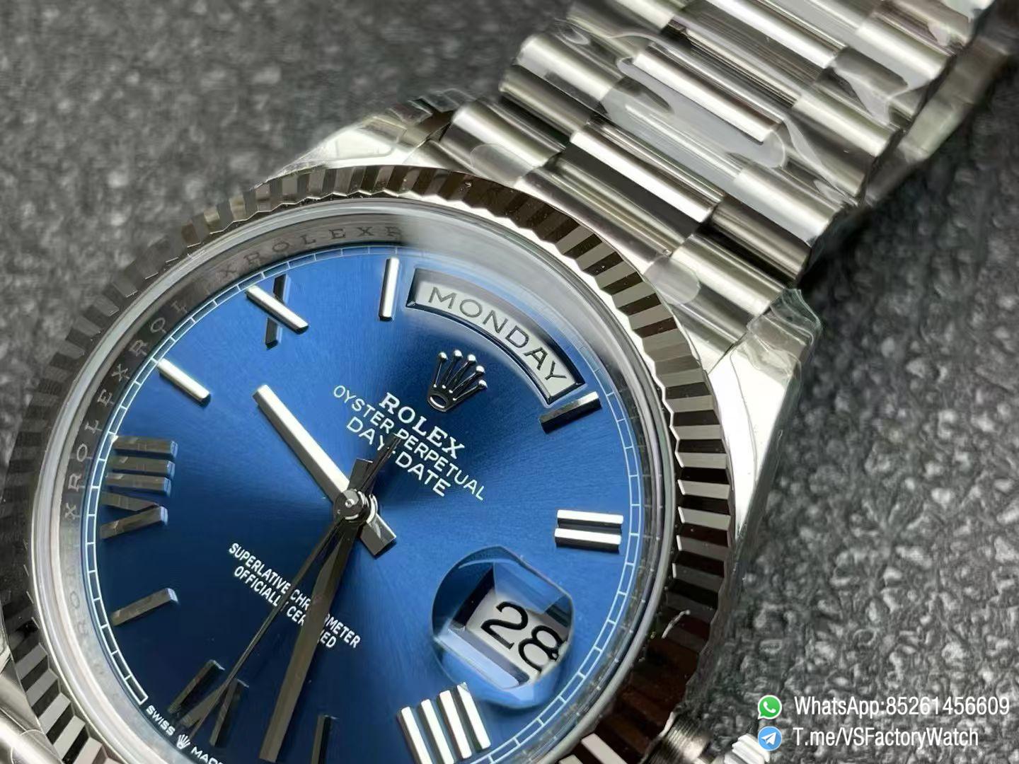 VSF Watches DayDate 40mm 228239 Blue Dial with Roman Indexes 904L Stainless Steel Case and President Bracelet VS3255 V2 Weight 182g 04 VSF Watches DayDate 40mm 228239 Blue Dial with Roman Indexes 904L Stainless Steel Case and President Bracelet VS3255 V2 Weight 182g 04