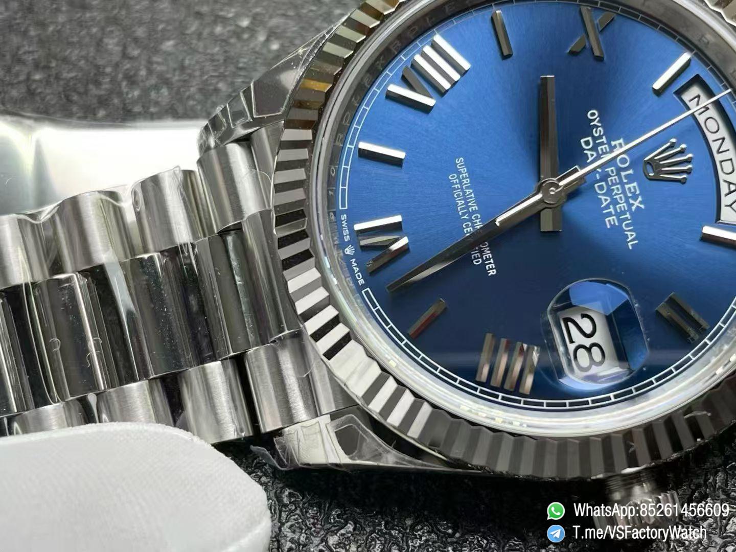 VSF Watches DayDate 40mm 228239 Blue Dial with Roman Indexes 904L Stainless Steel Case and President Bracelet VS3255 V2 Weight 182g 05 VSF Watches DayDate 40mm 228239 Blue Dial with Roman Indexes 904L Stainless Steel Case and President Bracelet VS3255 V2 Weight 182g 05