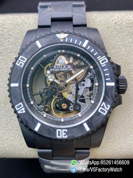 VSF Watches Rolex Submariner Skeleton Dial DLC Plated on Case and Bracelet Black Carbon Fiber Bezel DanDong 3130 Movement 00 VSF Watches Rolex Submariner Skeleton Dial DLC Plated on Case and Bracelet Black Carbon Fiber Bezel DanDong 3130 Movement 00
