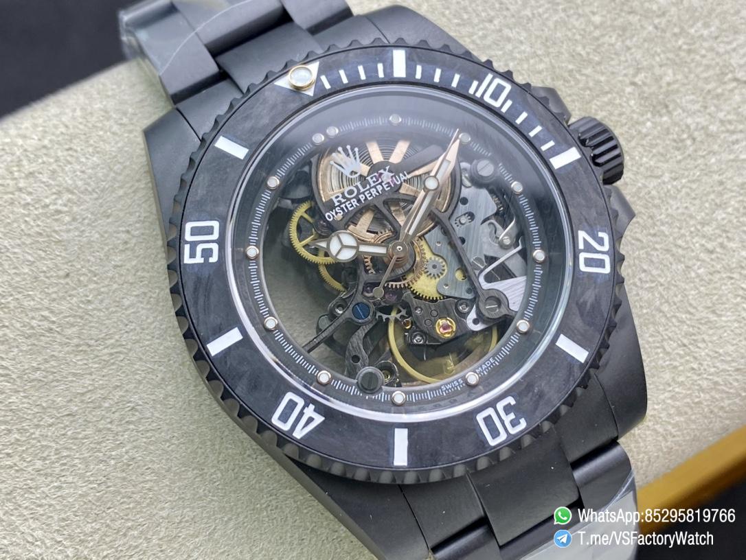 VSF Watches Rolex Submariner Skeleton Dial DLC Plated on Case and Bracelet Black Carbon Fiber Bezel DanDong 3130 Movement 02 VSF Watches Rolex Submariner Skeleton Dial DLC Plated on Case and Bracelet Black Carbon Fiber Bezel DanDong 3130 Movement 02