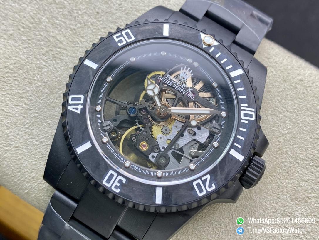 VSF Watches Rolex Submariner Skeleton Dial DLC Plated on Case and Bracelet Black Carbon Fiber Bezel DanDong 3130 Movement 03 VSF Watches Rolex Submariner Skeleton Dial DLC Plated on Case and Bracelet Black Carbon Fiber Bezel DanDong 3130 Movement 03