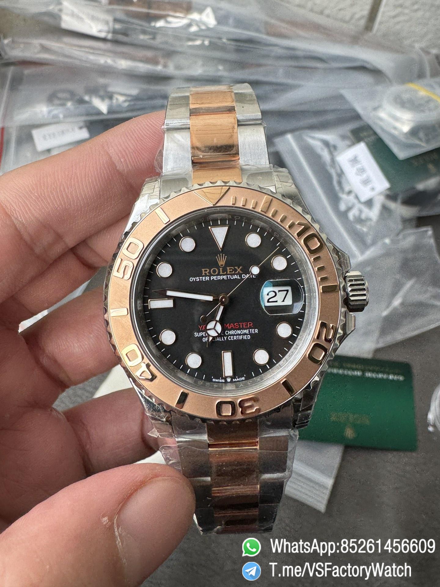 VSF Watches Yacht Master 126621 40mm Black Dial Rose Gold Bezel 904L Steel Case Rose Gold and Steel Bracelet DanDong 3235 Movement 02 VSF Watches Yacht Master 126621 40mm Black Dial Rose Gold Bezel 904L Steel Case Rose Gold and Steel Bracelet DanDong 3235 Movement 02