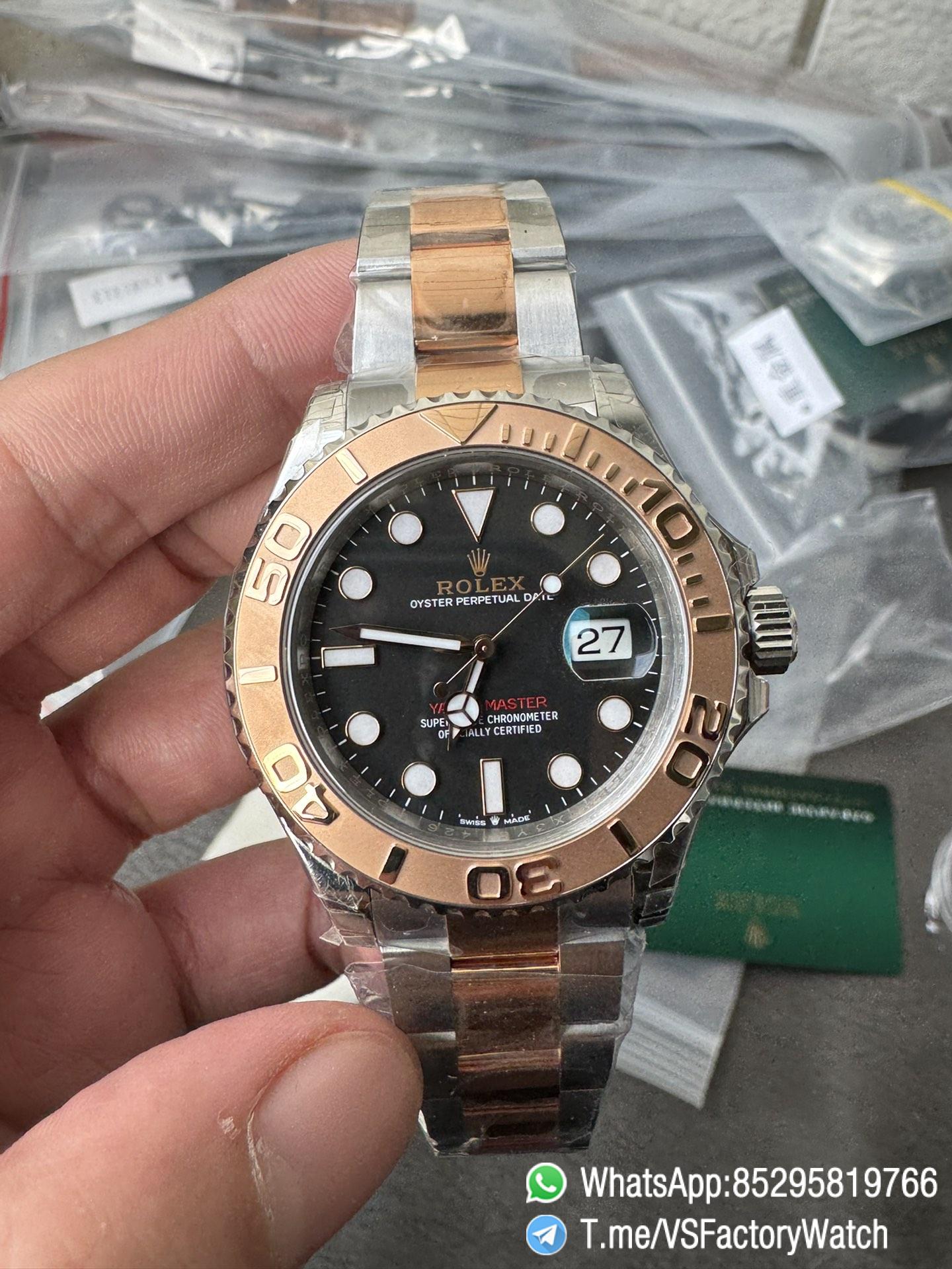VSF Watches Yacht Master 126621 40mm Black Dial Rose Gold Bezel 904L Steel Case Rose Gold and Steel Bracelet DanDong 3235 Movement 02 VSF Watches Yacht Master 126621 40mm Black Dial Rose Gold Bezel 904L Steel Case Rose Gold and Steel Bracelet DanDong 3235 Movement 02