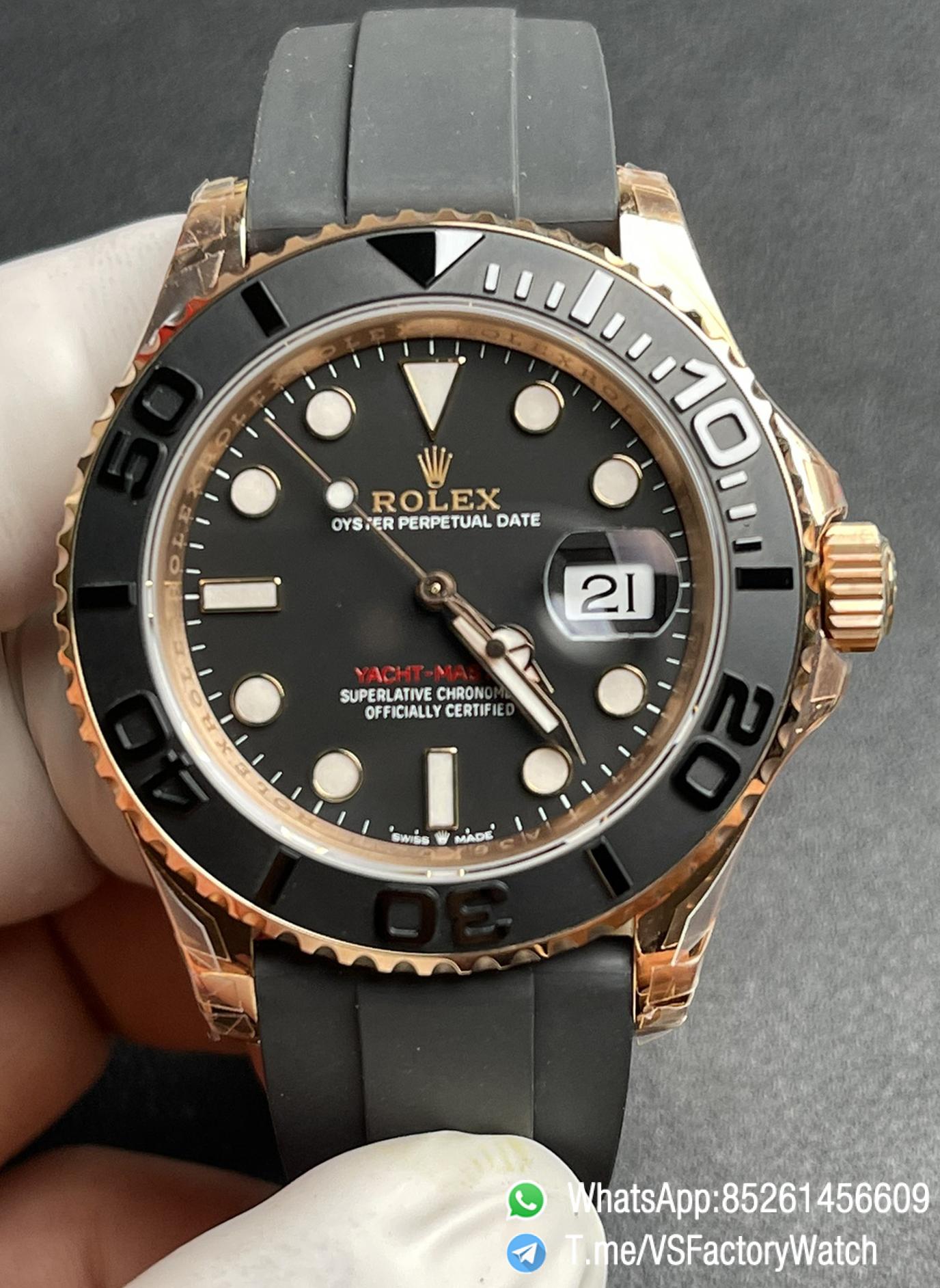 VSF Watches Yacht Master 126655 40mm Black Dial Black Ceramic Bezel Rose Gold Case Oysterflex Rubber Strap DanDong 3235 Movement 00 VSF Watches Yacht Master 126655 40mm Black Dial Black Ceramic Bezel Rose Gold Case Oysterflex Rubber Strap DanDong 3235 Movement 00