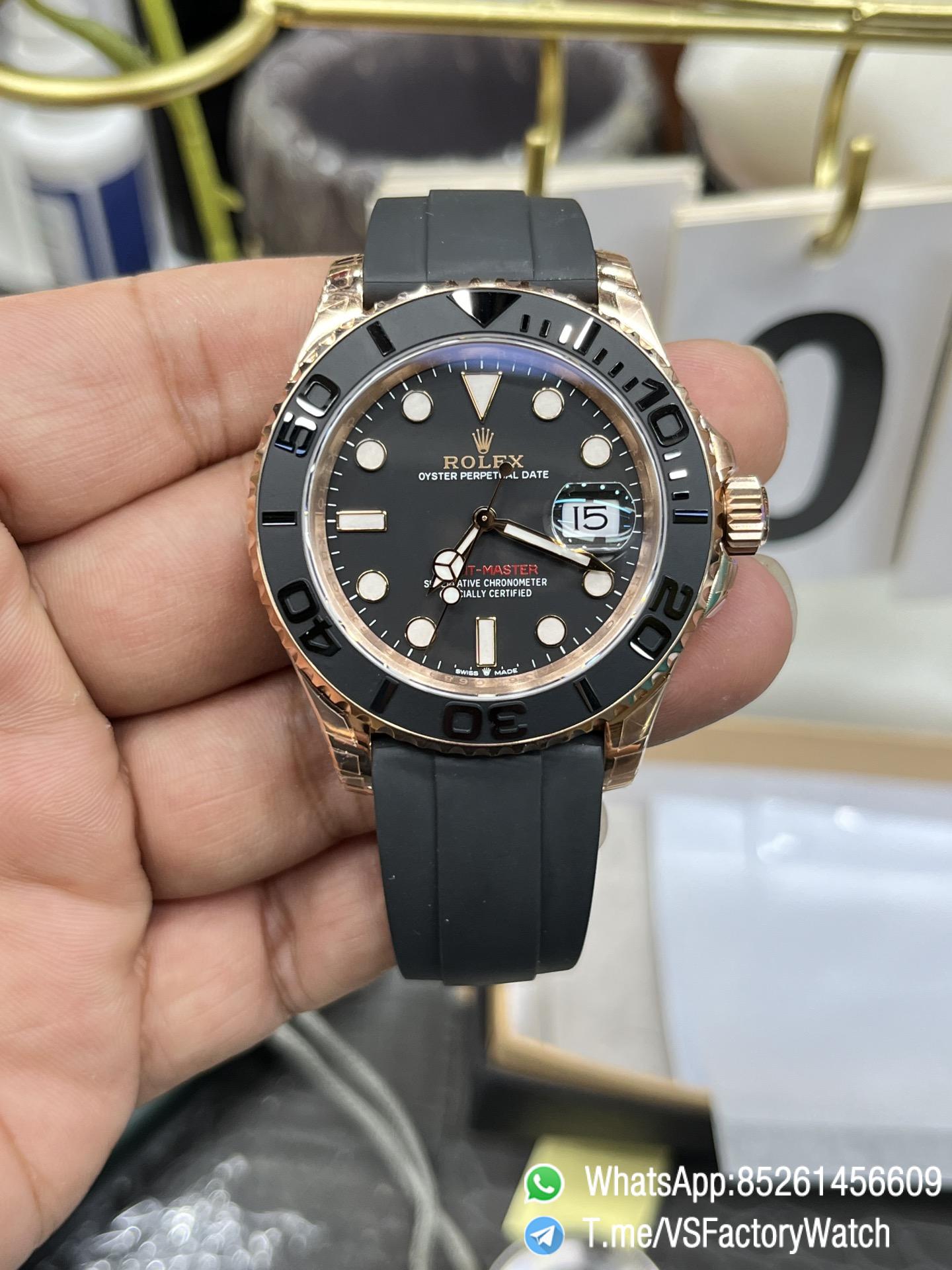 VSF Watches Yacht Master 126655 40mm Black Dial Black Ceramic Bezel Rose Gold Case Oysterflex Rubber Strap DanDong 3235 Movement 01 VSF Watches Yacht Master 126655 40mm Black Dial Black Ceramic Bezel Rose Gold Case Oysterflex Rubber Strap DanDong 3235 Movement 01