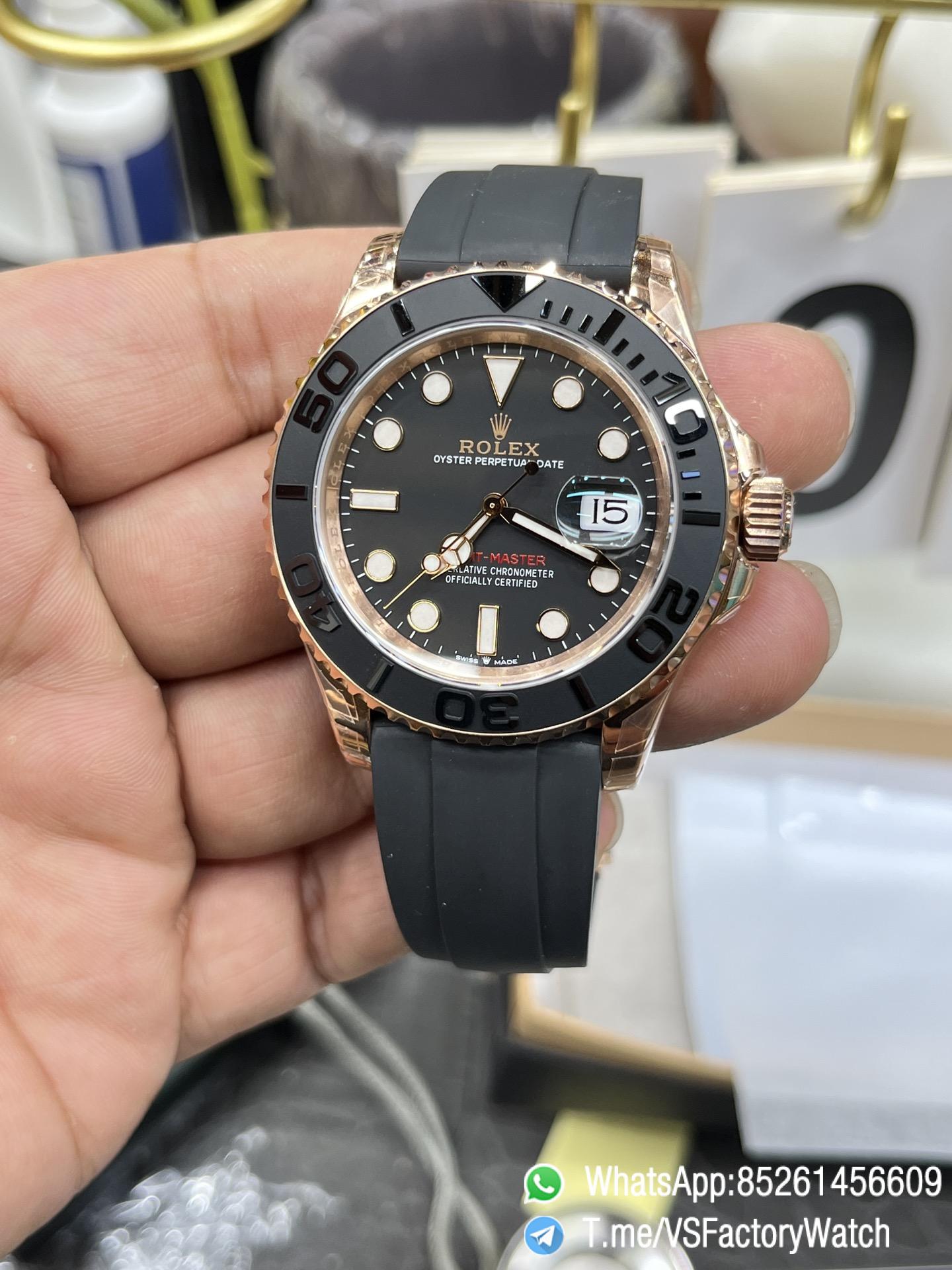 VSF Watches Yacht Master 126655 40mm Black Dial Black Ceramic Bezel Rose Gold Case Oysterflex Rubber Strap DanDong 3235 Movement 02 VSF Watches Yacht Master 126655 40mm Black Dial Black Ceramic Bezel Rose Gold Case Oysterflex Rubber Strap DanDong 3235 Movement 02