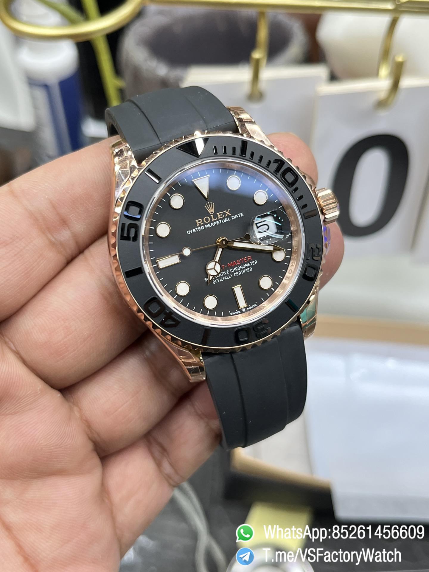 VSF Watches Yacht Master 126655 40mm Black Dial Black Ceramic Bezel Rose Gold Case Oysterflex Rubber Strap DanDong 3235 Movement 04 VSF Watches Yacht Master 126655 40mm Black Dial Black Ceramic Bezel Rose Gold Case Oysterflex Rubber Strap DanDong 3235 Movement 04
