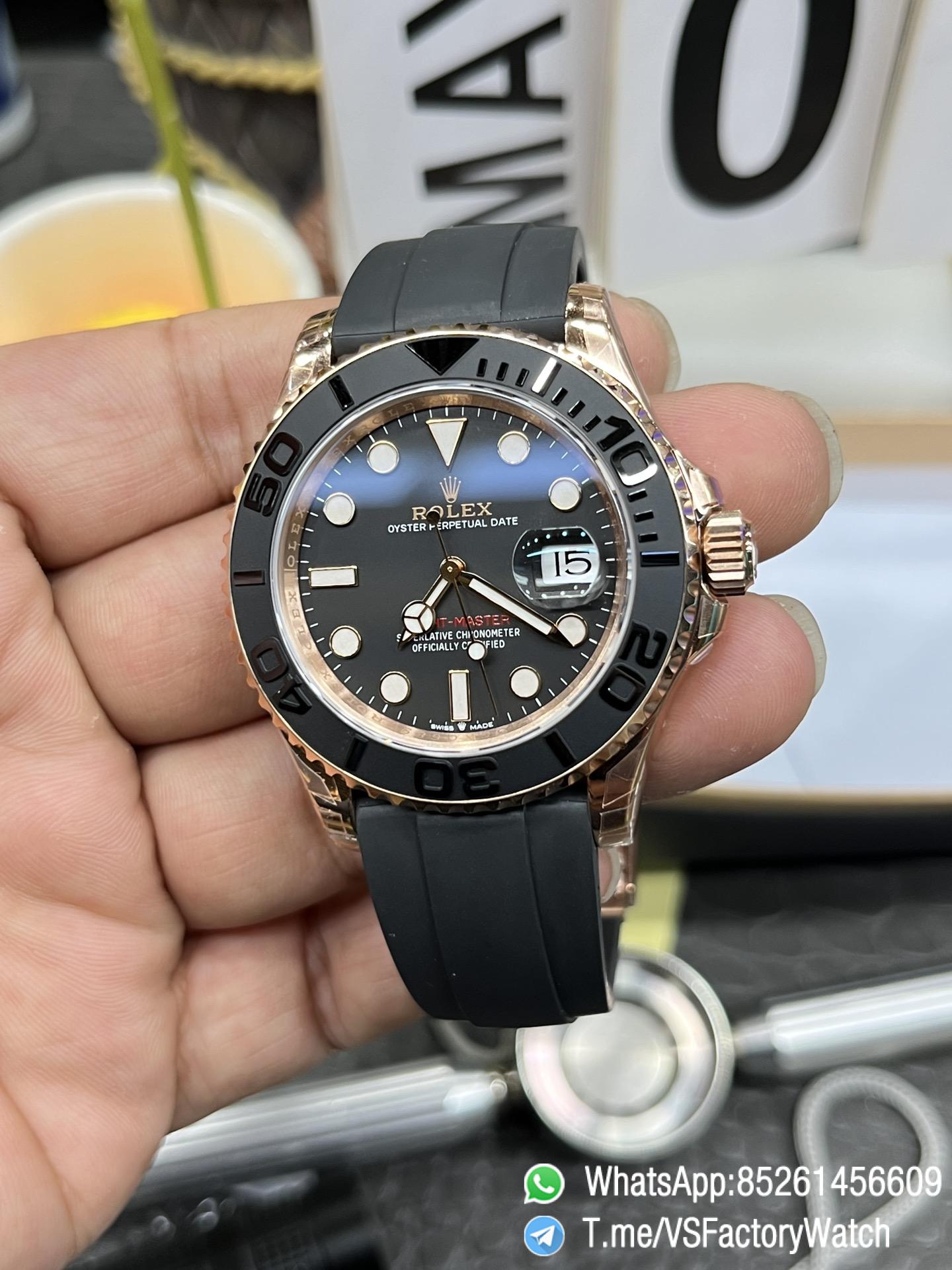 VSF Watches Yacht Master 126655 40mm Black Dial Black Ceramic Bezel Rose Gold Case Oysterflex Rubber Strap DanDong 3235 Movement 05 VSF Watches Yacht Master 126655 40mm Black Dial Black Ceramic Bezel Rose Gold Case Oysterflex Rubber Strap DanDong 3235 Movement 05