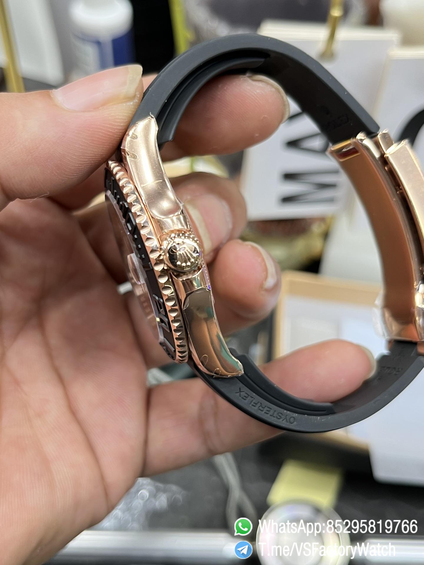 VSF Watches Yacht Master 126655 40mm Black Dial Black Ceramic Bezel Rose Gold Case Oysterflex Rubber Strap DanDong 3235 Movement 06 VSF Watches Yacht Master 126655 40mm Black Dial Black Ceramic Bezel Rose Gold Case Oysterflex Rubber Strap DanDong 3235 Movement 06