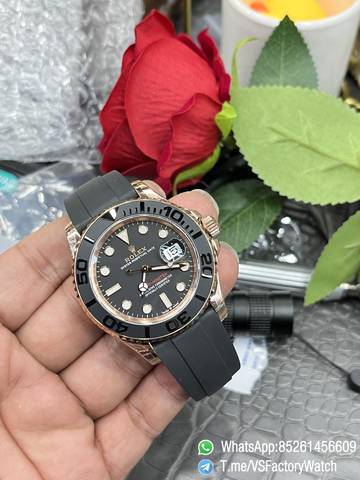 VSF Watches Yacht Master 126655 40mm Black Dial Black Ceramic Bezel Rose Gold Case Oysterflex Rubber Strap DanDong 3235 Movement 09 VSF Watches Yacht Master 126655 40mm Black Dial Black Ceramic Bezel Rose Gold Case Oysterflex Rubber Strap DanDong 3235 Movement 09