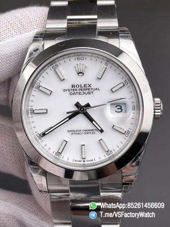 VS Factory Watch Datejust 41 Ref 126300 White Dial Smooth Bezel 904L Steel Material Oyster Bracelet DanDong 3235 Movement 72 Hours Power Reserve 00