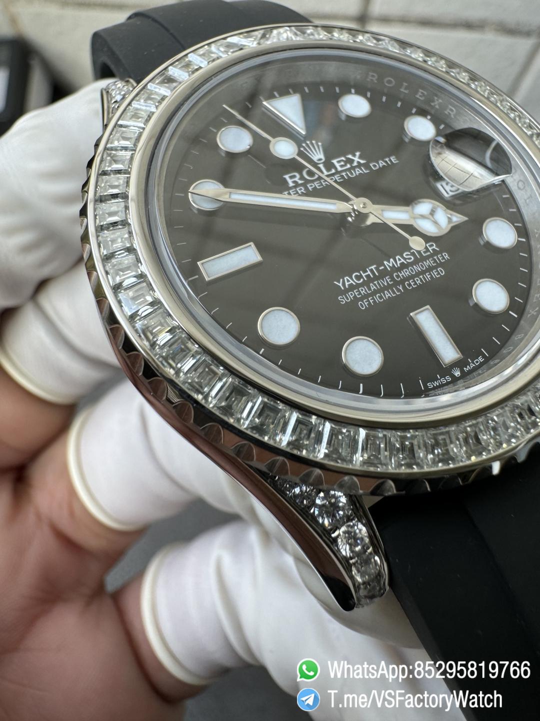 VS Factory Watch Yacht Master 226659 42mm Gain Weignt 147g Moissanite Diamonds Bezel Black Dial Oysterflex Strap DanDONG 3235 Movement 06 VS Factory Watch Yacht Master 226659 42mm Gain Weignt 147g Moissanite Diamonds Bezel Black Dial Oysterflex Strap DanDONG 3235 Movement 06
