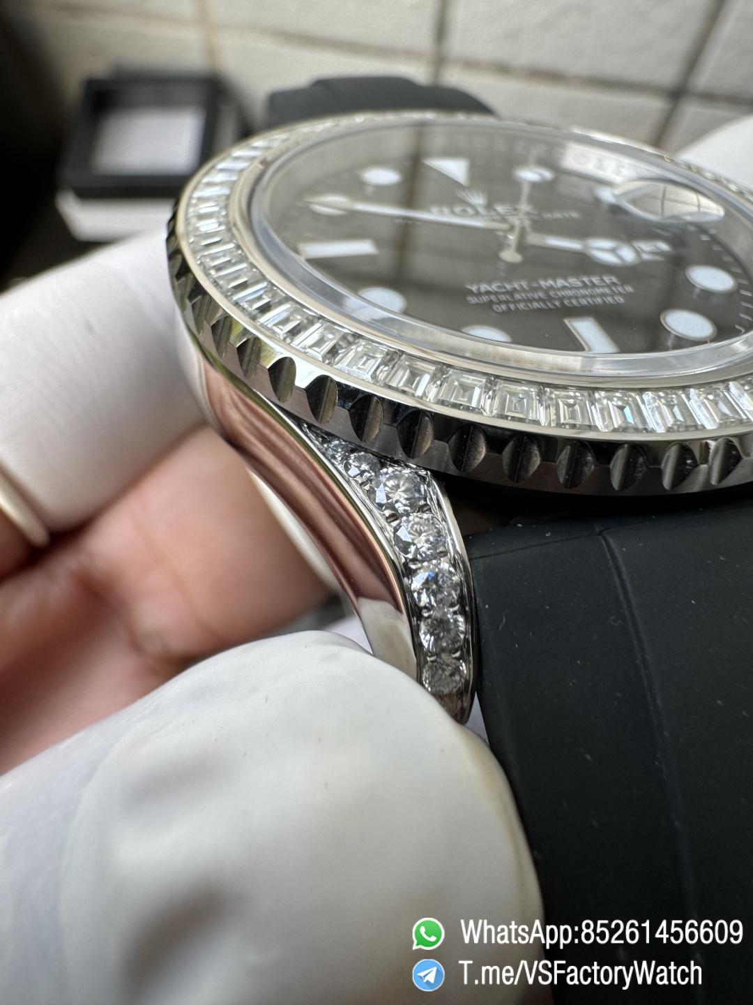 VS Factory Watch Yacht Master 226659 42mm Gain Weignt 147g Moissanite Diamonds Bezel Black Dial Oysterflex Strap DanDONG 3235 Movement 07 VS Factory Watch Yacht Master 226659 42mm Gain Weignt 147g Moissanite Diamonds Bezel Black Dial Oysterflex Strap DanDONG 3235 Movement 07