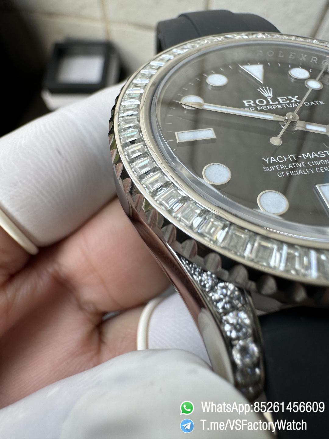 VS Factory Watch Yacht Master 226659 42mm Gain Weignt 147g Moissanite Diamonds Bezel Black Dial Oysterflex Strap DanDONG 3235 Movement 08 VS Factory Watch Yacht Master 226659 42mm Gain Weignt 147g Moissanite Diamonds Bezel Black Dial Oysterflex Strap DanDONG 3235 Movement 08