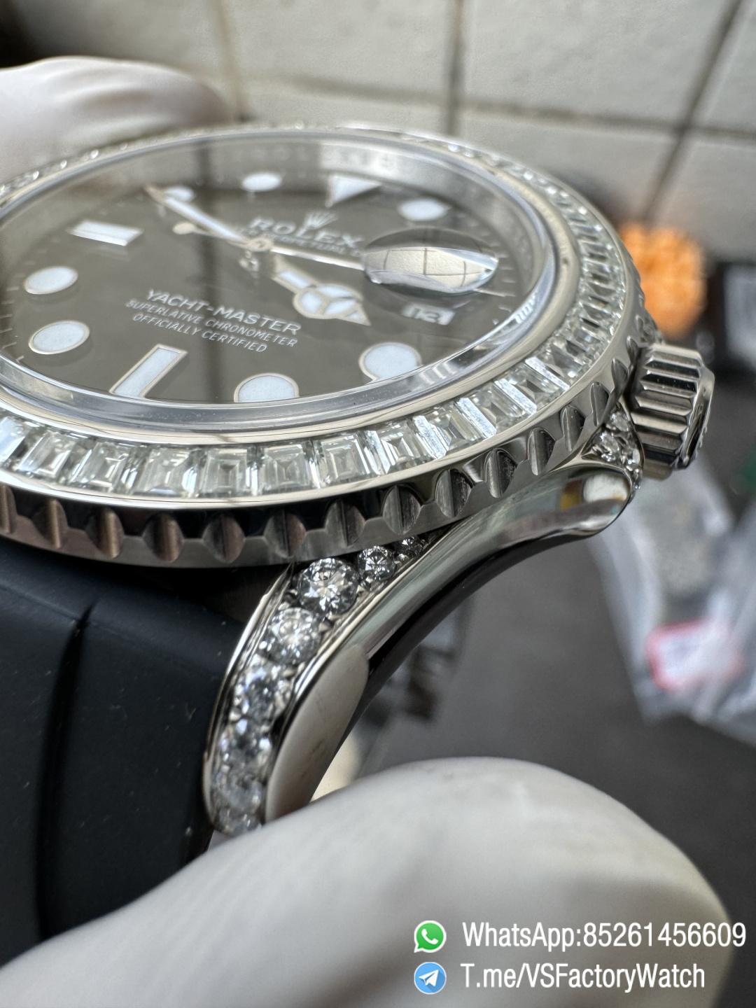 VS Factory Watch Yacht Master 226659 42mm Gain Weignt 147g Moissanite Diamonds Bezel Black Dial Oysterflex Strap DanDONG 3235 Movement 09 VS Factory Watch Yacht Master 226659 42mm Gain Weignt 147g Moissanite Diamonds Bezel Black Dial Oysterflex Strap DanDONG 3235 Movement 09