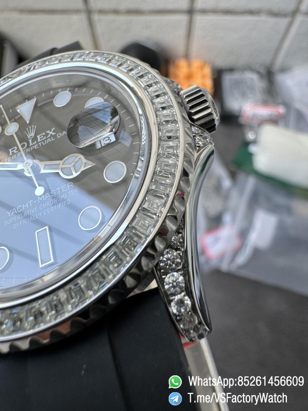 VS Factory Watch Yacht Master 226659 42mm Gain Weignt 147g Moissanite Diamonds Bezel Black Dial Oysterflex Strap DanDONG 3235 Movement 10 VS Factory Watch Yacht Master 226659 42mm Gain Weignt 147g Moissanite Diamonds Bezel Black Dial Oysterflex Strap DanDONG 3235 Movement 10