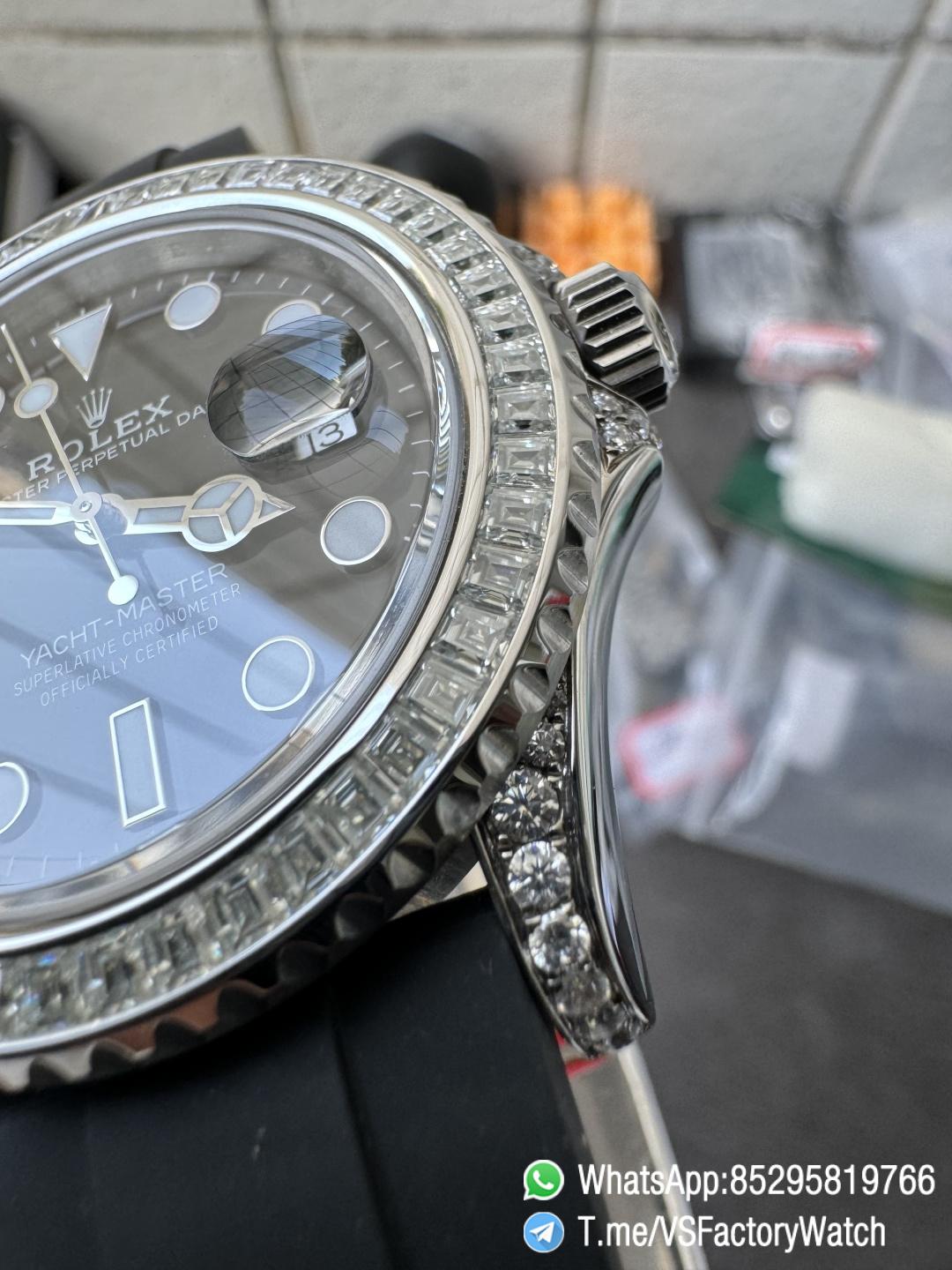 VS Factory Watch Yacht Master 226659 42mm Gain Weignt 147g Moissanite Diamonds Bezel Black Dial Oysterflex Strap DanDONG 3235 Movement 10 VS Factory Watch Yacht Master 226659 42mm Gain Weignt 147g Moissanite Diamonds Bezel Black Dial Oysterflex Strap DanDONG 3235 Movement 10